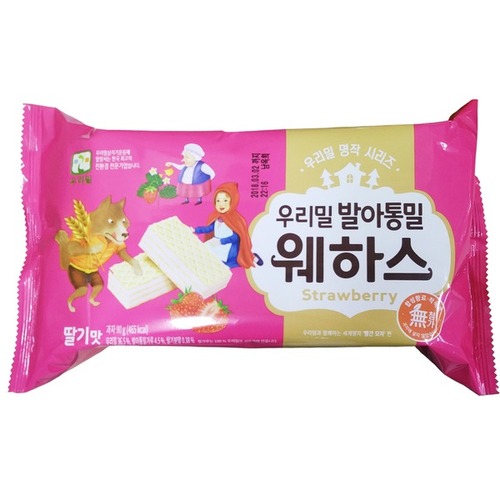 우리밀 발아 통밀 딸기맛 웨하스 80g 1봉
